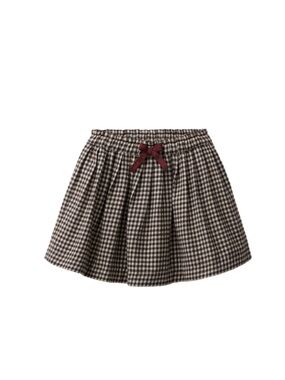 Zara Plaid Black and Cream Houndstooth Plaid Skirt with Red Bow size 6